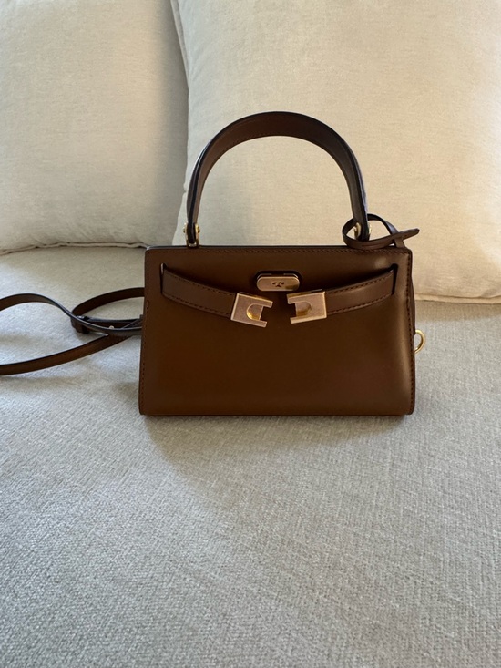 Tory Burch Handbags - Tory Burch Dark Brown Leather Mini Satchel with Gold Hardware